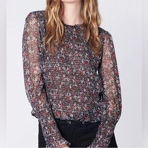Veronica Beard Black and Red Floral Blouse